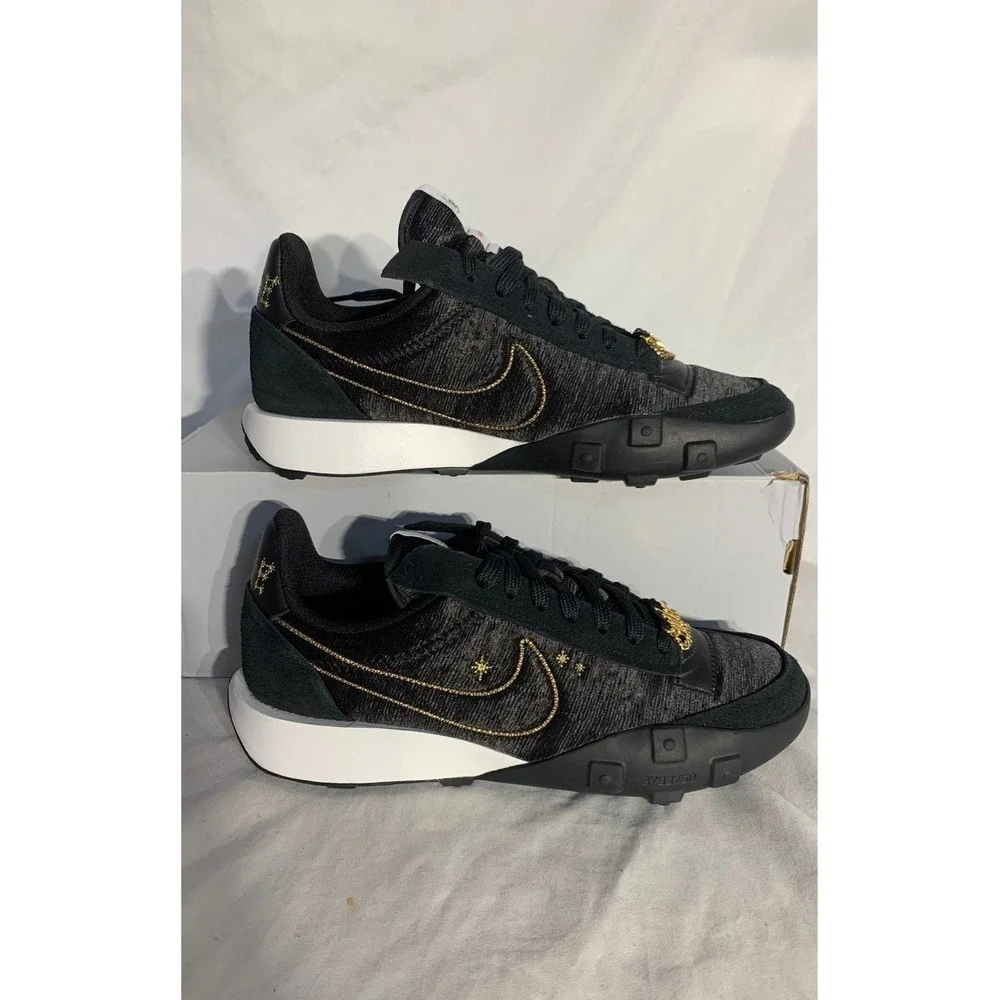 Nike Waffle Racer 2X Black Metallic Gold Astrology Pack Womans 5.5